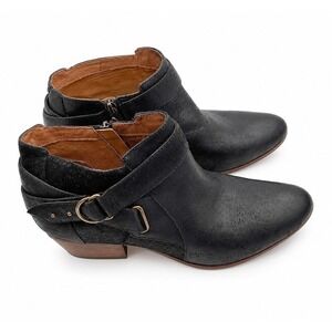 Indigo by Clarks Spye Belle Black Leather Ankle Boots Buckle 11M Western‎ 33-05